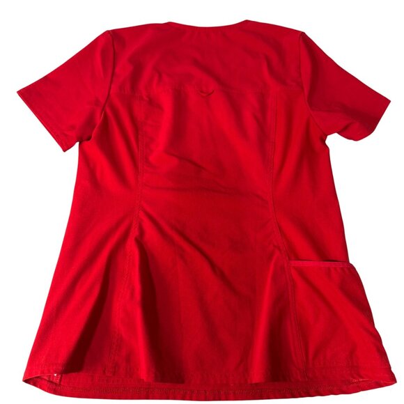 Cherokee Iflex Womens Red V-Neck Scrub Top Size Medium Pockets Stretch CK605 - Picture 5 of 6